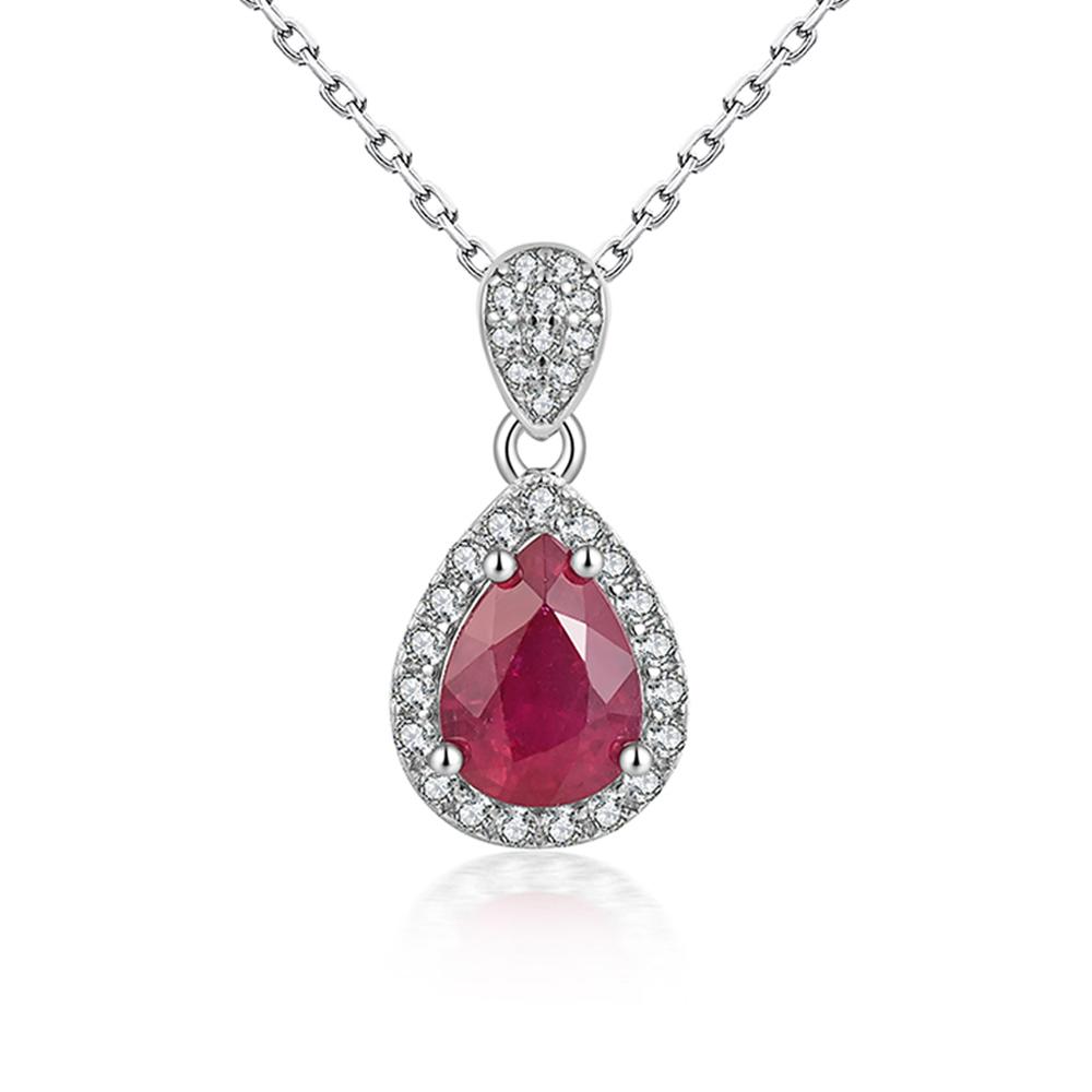 Exquiste Silver Ruby Pendant Necklace Small Elegant Designs S925 Silver Natural Gemstones Fine Jewelry for Women Daily Wear