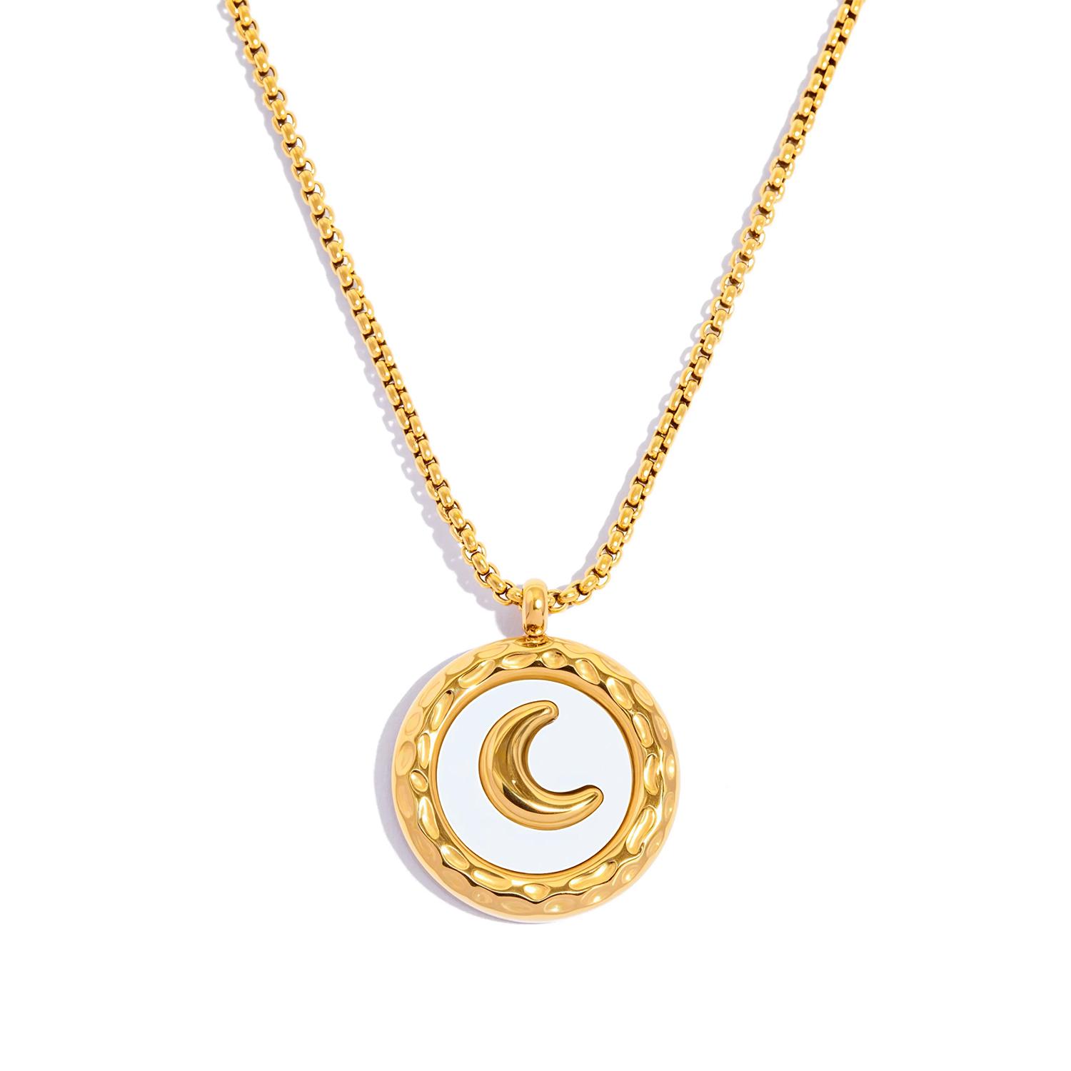 Moon Pendant Necklace for Women - 18K Gold Plated Stainless Steel, Hypoallergenic Charm Jewelry Gift for Daily Wear