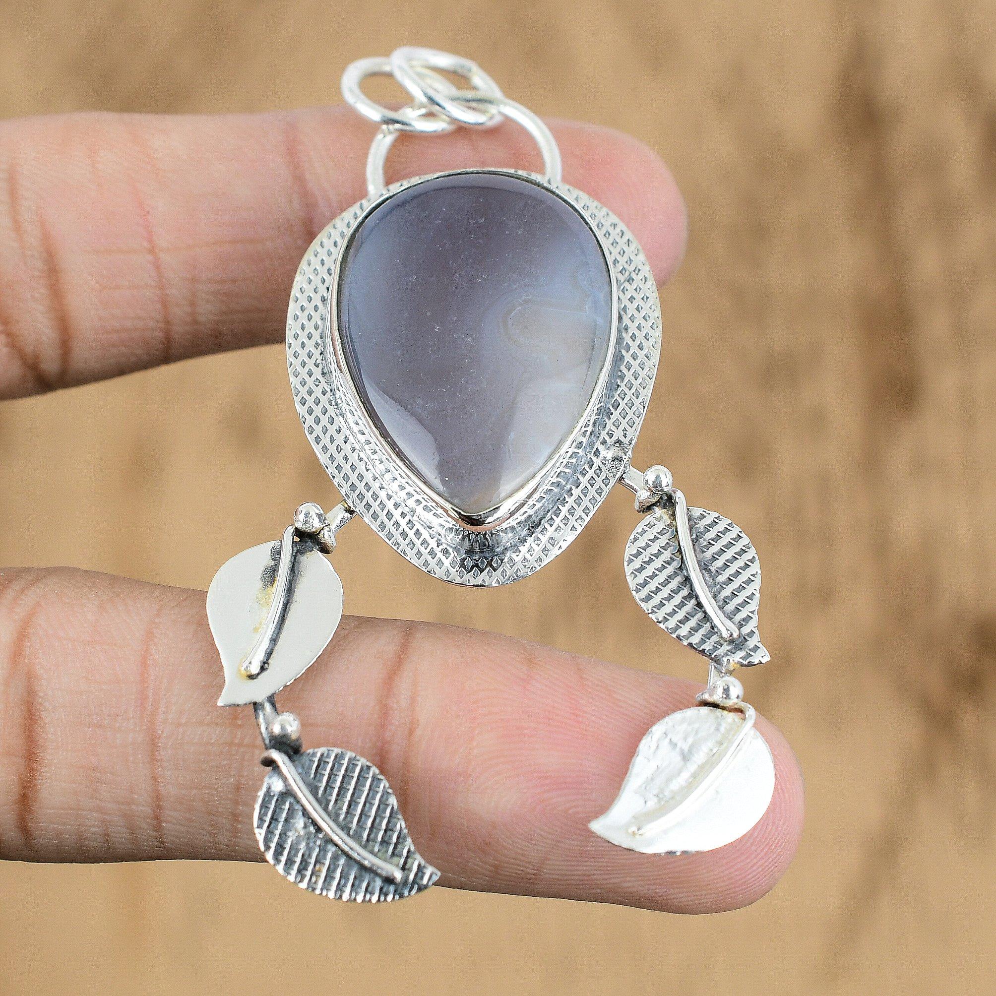 St Patrick Day Deal 925 Silver Natural Purple Moss Agate Elegant Pendant Jewelry