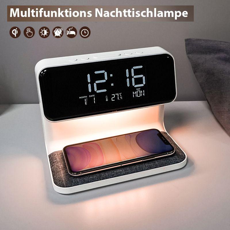 Creative 3v1 noční lampa Bezdrátové nabíjení LCD displej Budík Bezdrátová nabíječka telefonu Pro Iphone Bezdrátová nabíječka Stojan