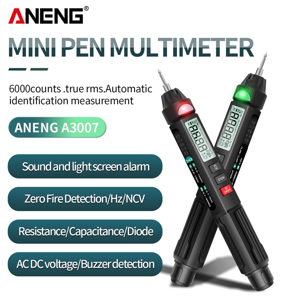 Aneng A3007 Mini Professional Multimeter Pen 6000 Count with Non-Contact Automatic AC/DC Voltage Ohm Tester Capacitance For Tool