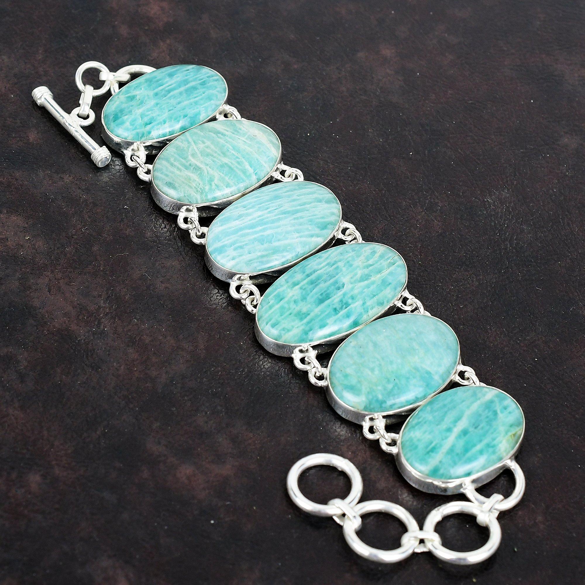 Amazonite bracelet 925 sterling silver bracelet adjustable chain bracelet natural gemstone bracelet handmade elegant jewelry gifts for women