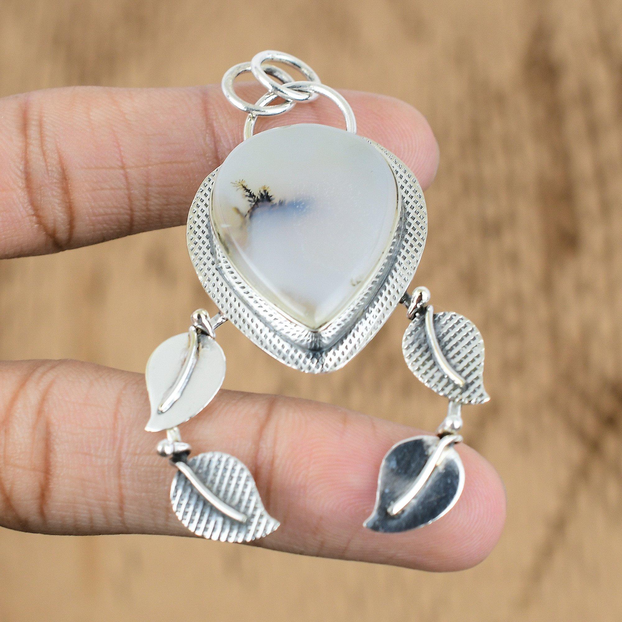 Anniversary Gift For Her Natural Montana Agate Gemstone Pendant 925 Silver