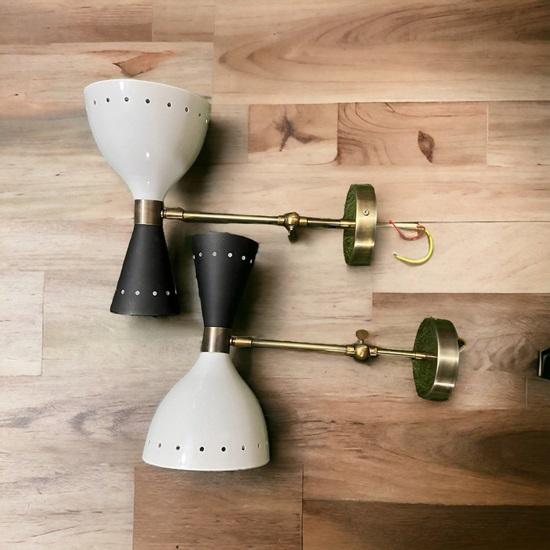 Set of 2 Mid Century Double Sconces Sputnik Diabolo Wall Lights Modern Plug-In Decorative Wall Sconce