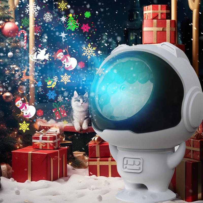 Astronaut Christmas Pattern Light Snowflake Halloween Projection Lamp Decorative Xmas Spotlight