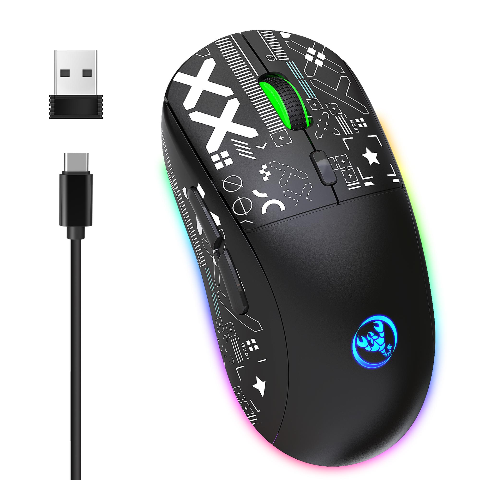 Rechargeable Wireless Mouse Usb Bluetooth-compatibility Gamer Maus 3600DPI Mouse 11 RGB Lighting Modes Mice For Computer Laptop