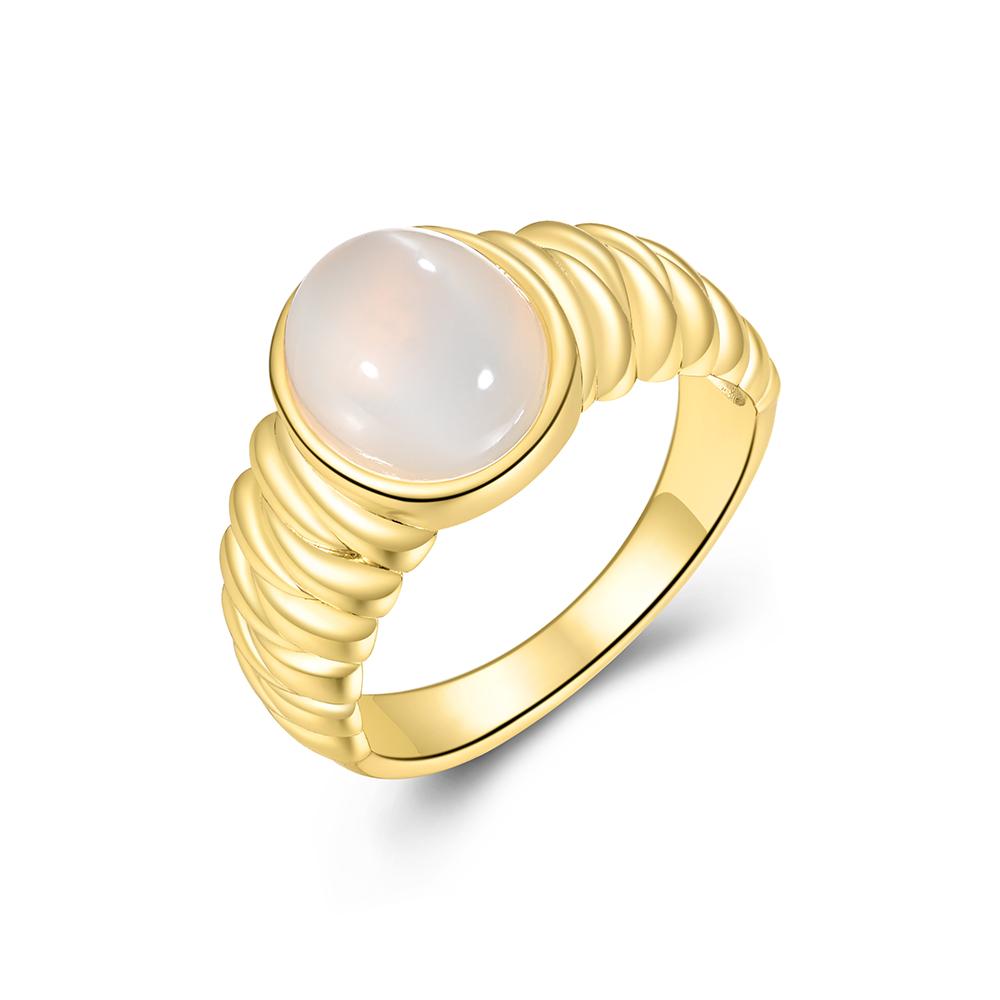 Simple design 925 sterling silver women's rings 3.85ct nature oval 8*10mm white moonstone fine jewelry for Proposal wedding gift
