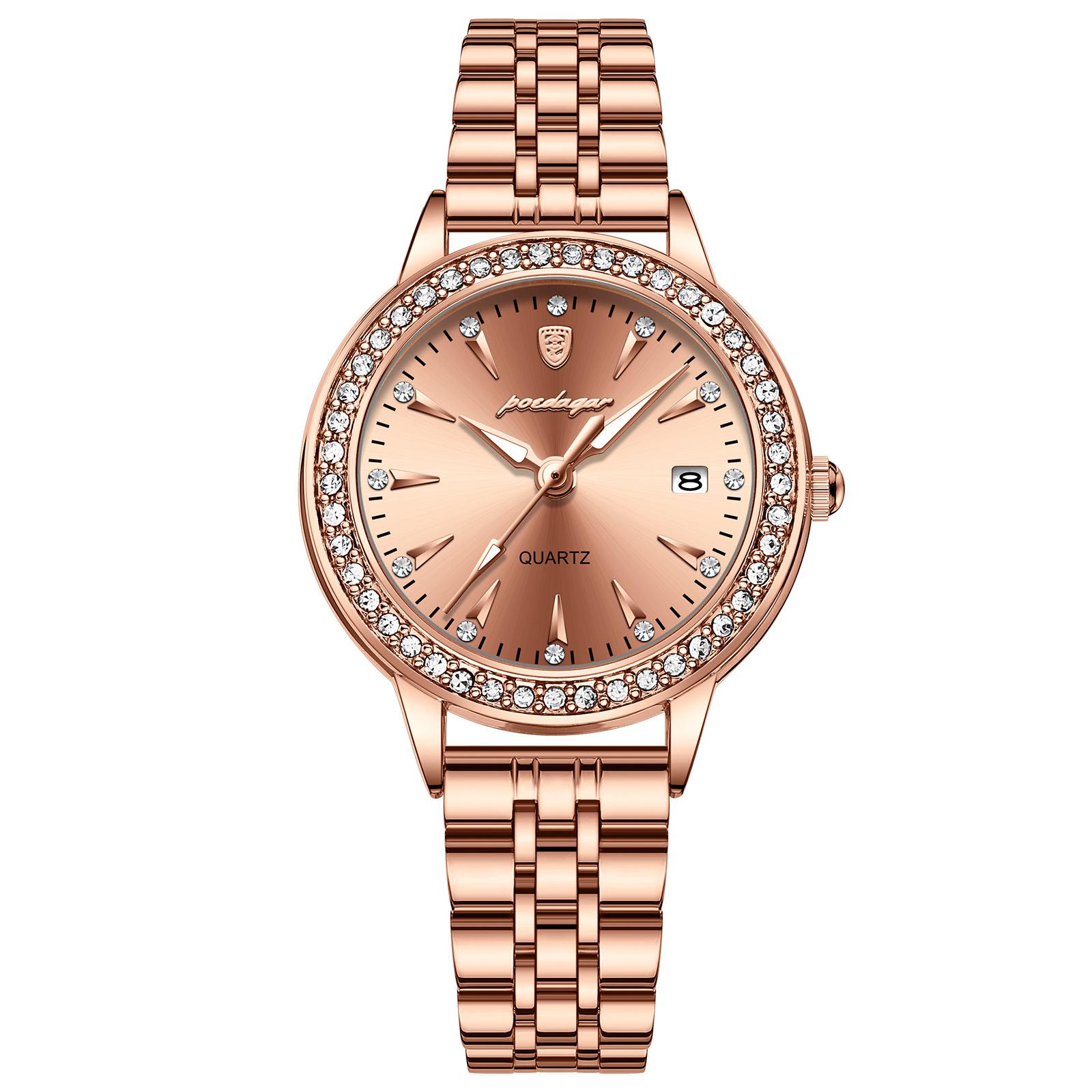 POEDAGAR Luxury Elegant Ladies Quartz Watch Diamond Dial Casual Stainless Steel Luminous Waterproof Women's Watches
