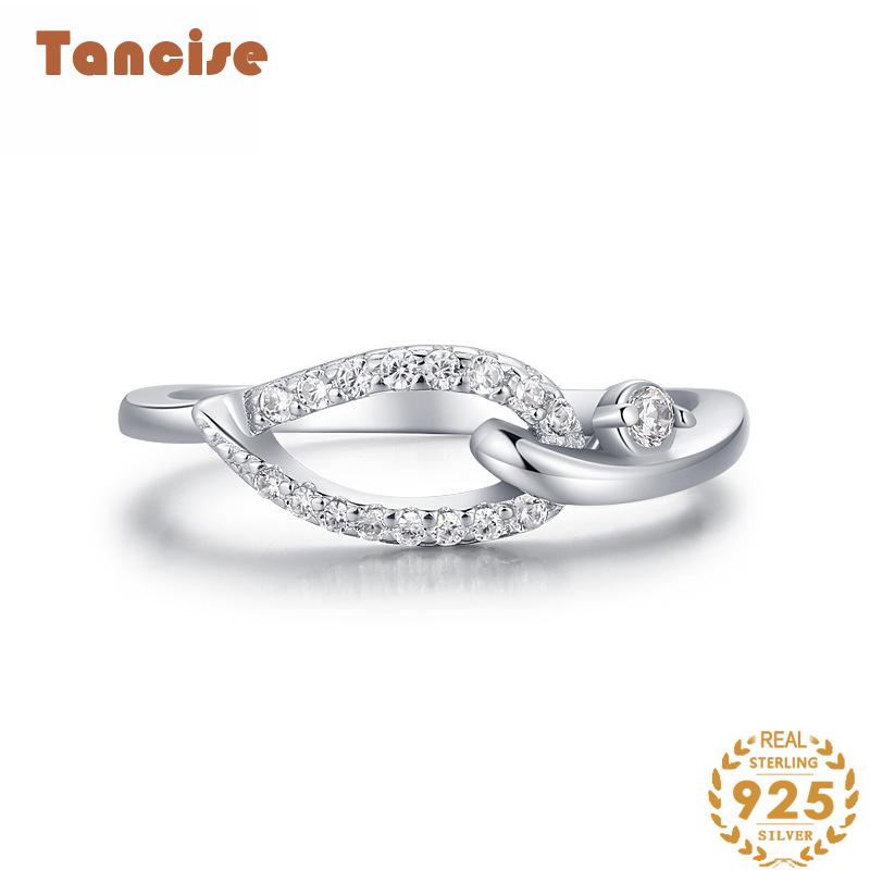Tancise Classic 925 Sterling Silver Zircon Ring Ladies Jewelry Promesse de mariage Cadeau de fête