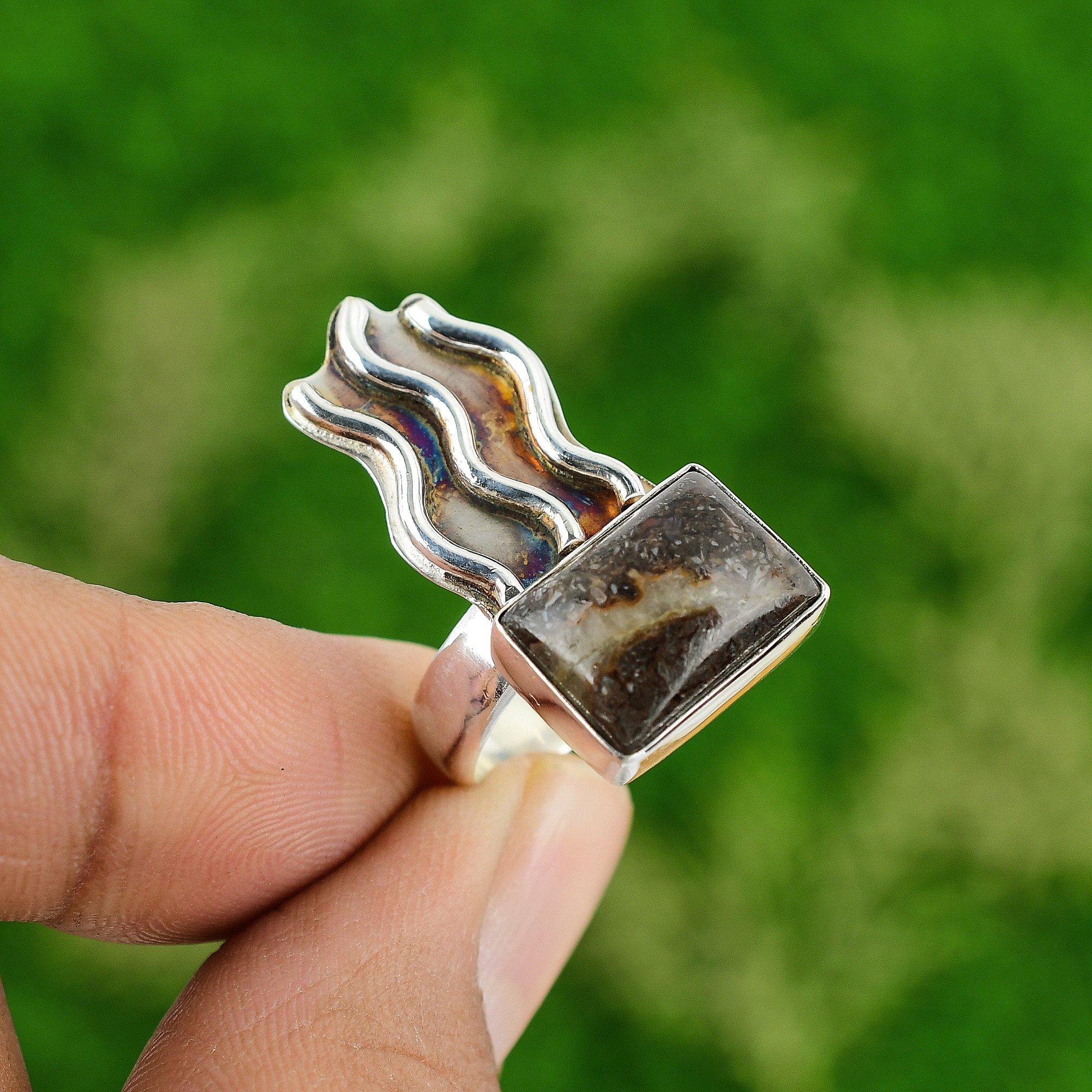 Natural Crazy Lace Agate Gemstone Promise Ring Size 7 925 Silver For Girls