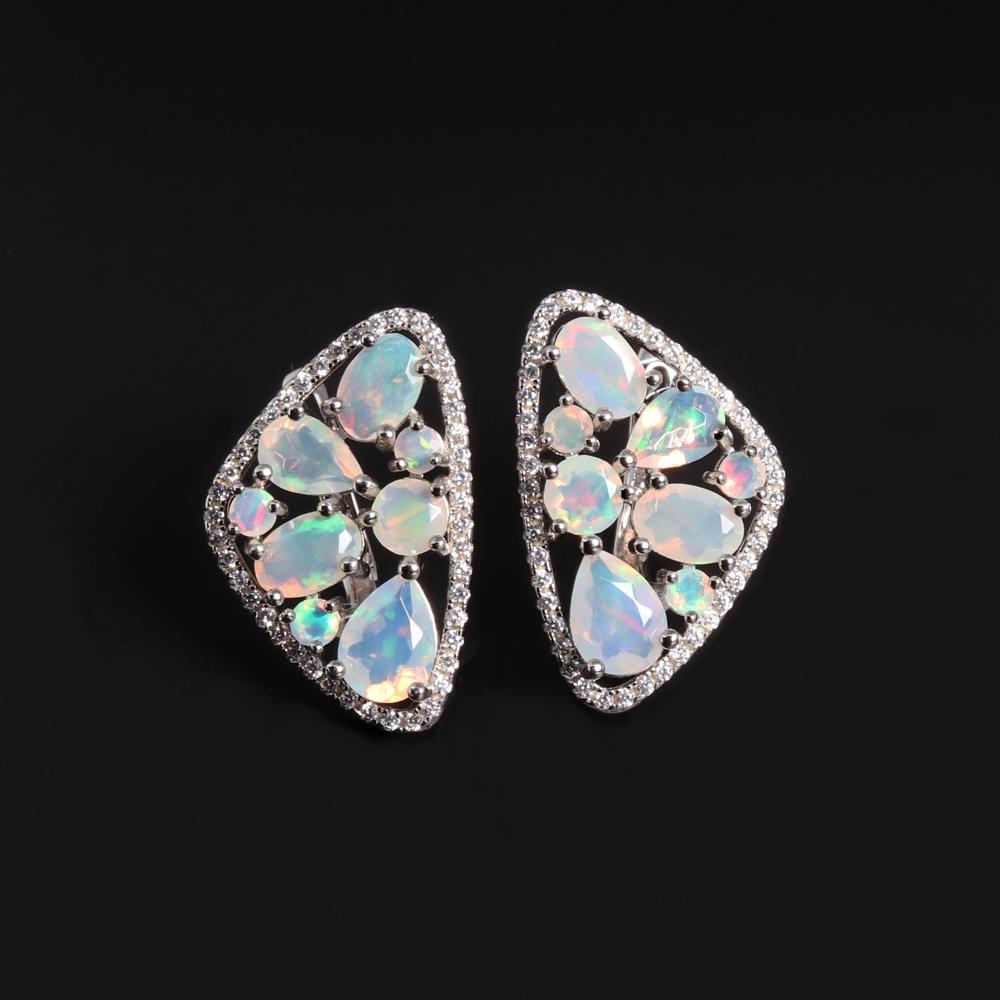 Cercei colorați, rari, piatră de naștere din octombrie, opal natural, cadou pentru aniversare și banchet pentru femei misterioși, eleganti, argint S925