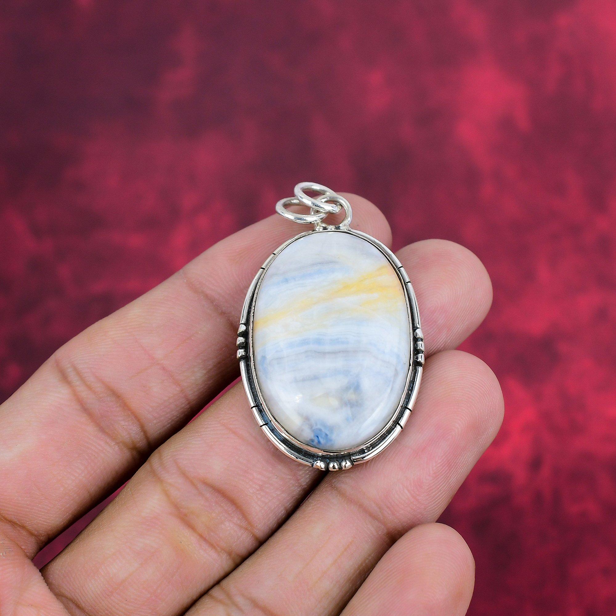 Blue Rhodochrosite Jewelry, 925 Solid Sterling Silver Pendant Handmade Gemstone Jewelry, Gifts For Wife Brand New Pendant