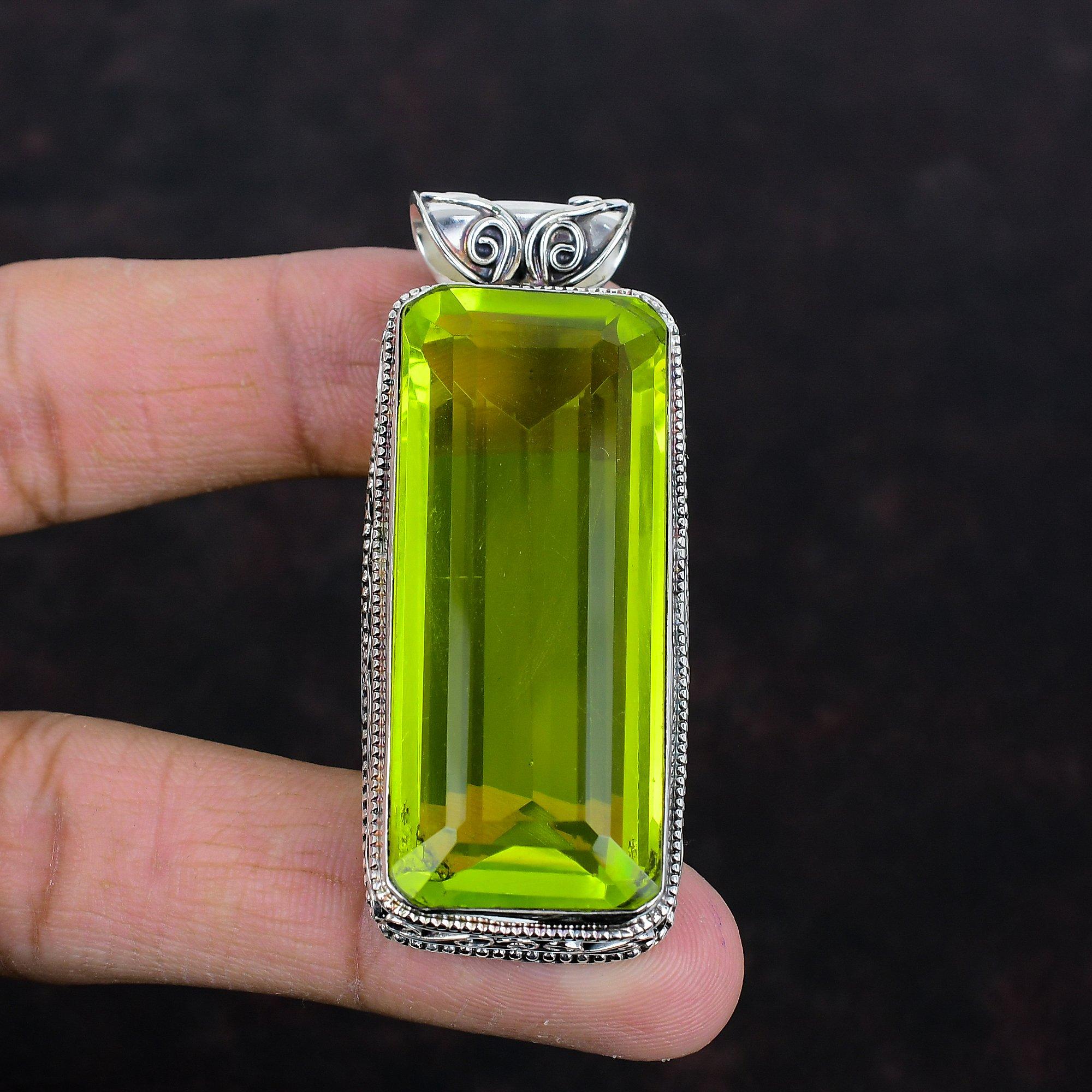 Faceted lemon topaz pendant vintage jewelry gemstone pendant 925 sterling silver pendant handmade pendant dainty silver jewelry gift for him