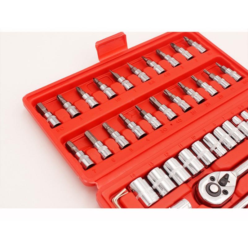 46pcs Socket Wrench Auto Repair Ratchet Screwdriver Tool