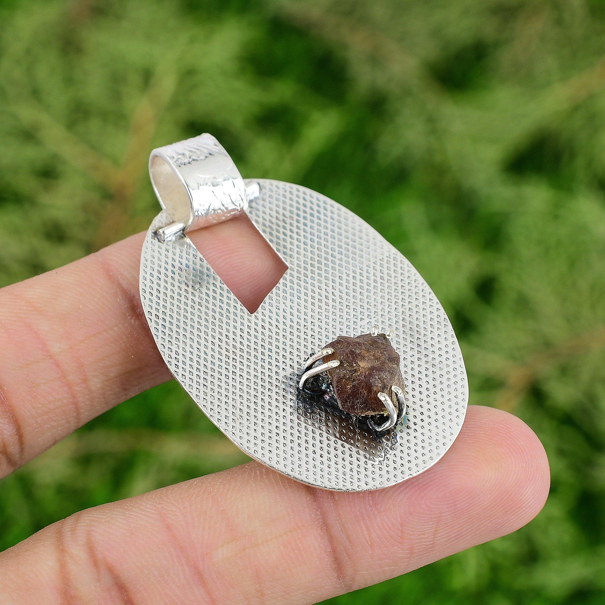 Töchtertag Sale Achteck Rauchquarz Rohstein Lünette Neuer Anhänger 925 Silber