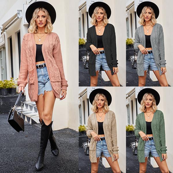 Giacca maglione cardigan da donna autunno e inverno Maglione cardigan lavorato a maglia sciolto intrecciato