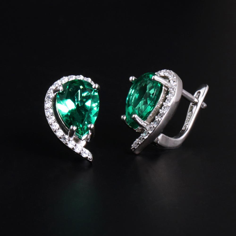 Elegant 925 Sterling Silver Earrings 4.20ct created pear 7*10mm emerald Nano Luxury Jewelry for Women's Birthday and party Gifts