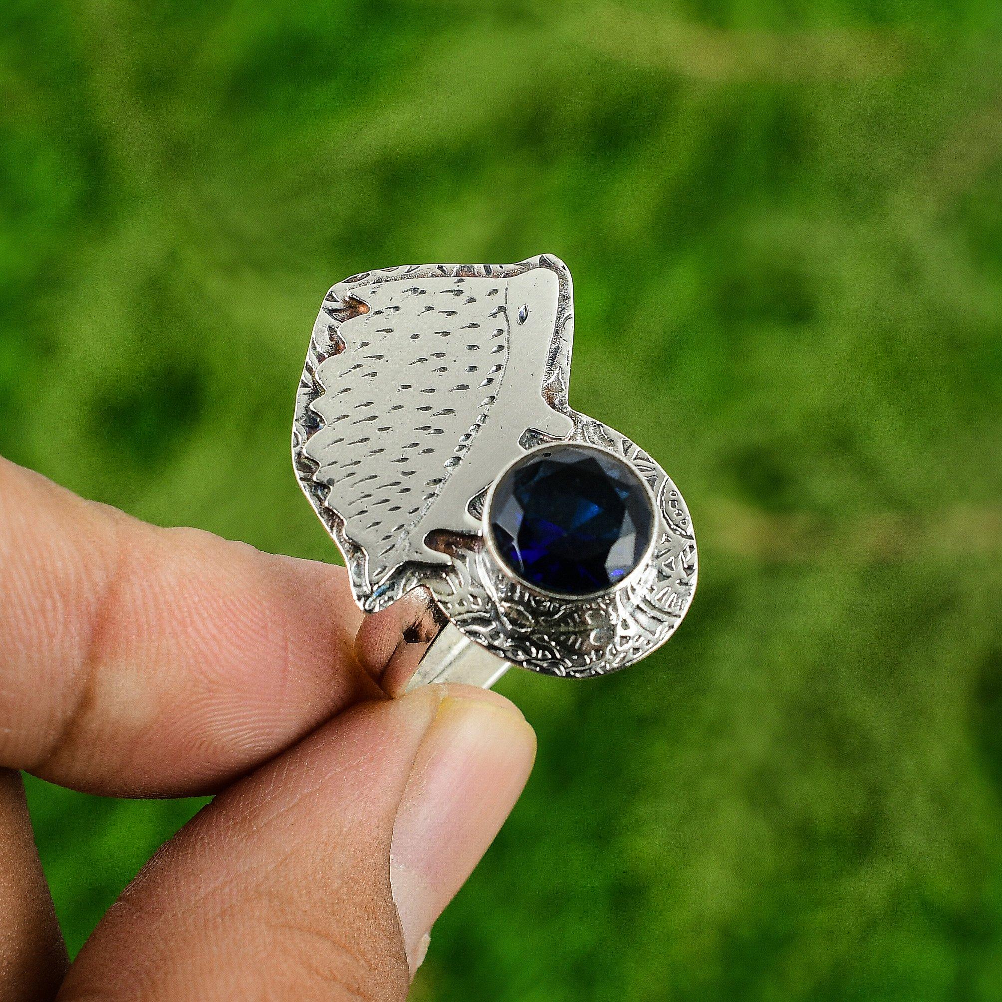Gift For Her Natural Tanzanite Quartz Stackable Adjustable Ring 925 Silver