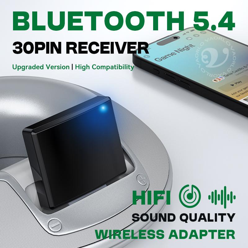 30pinový Bluetooth 5.4 audio přijímač HIFI bezztrátová hudba Vysoce kompatibilní bezdrátový adaptér A2DP pro 30pinové doky Analogový reproduktor