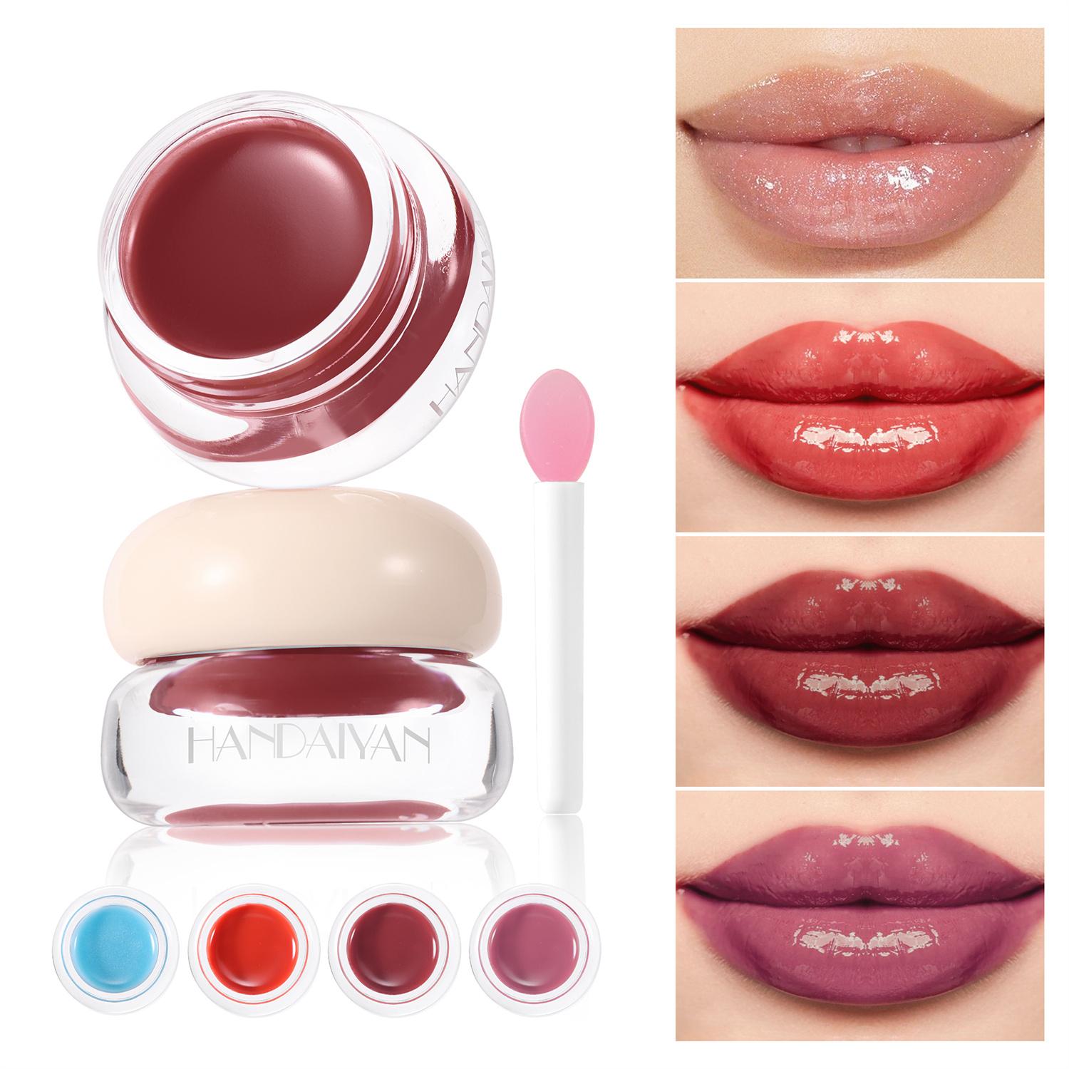 4-color Color-changing Lip Gloss with Brush, Water-gloss Lip Gloss To Care for Lips, Mirror Moisturizing Lip Balm, Lip Care
