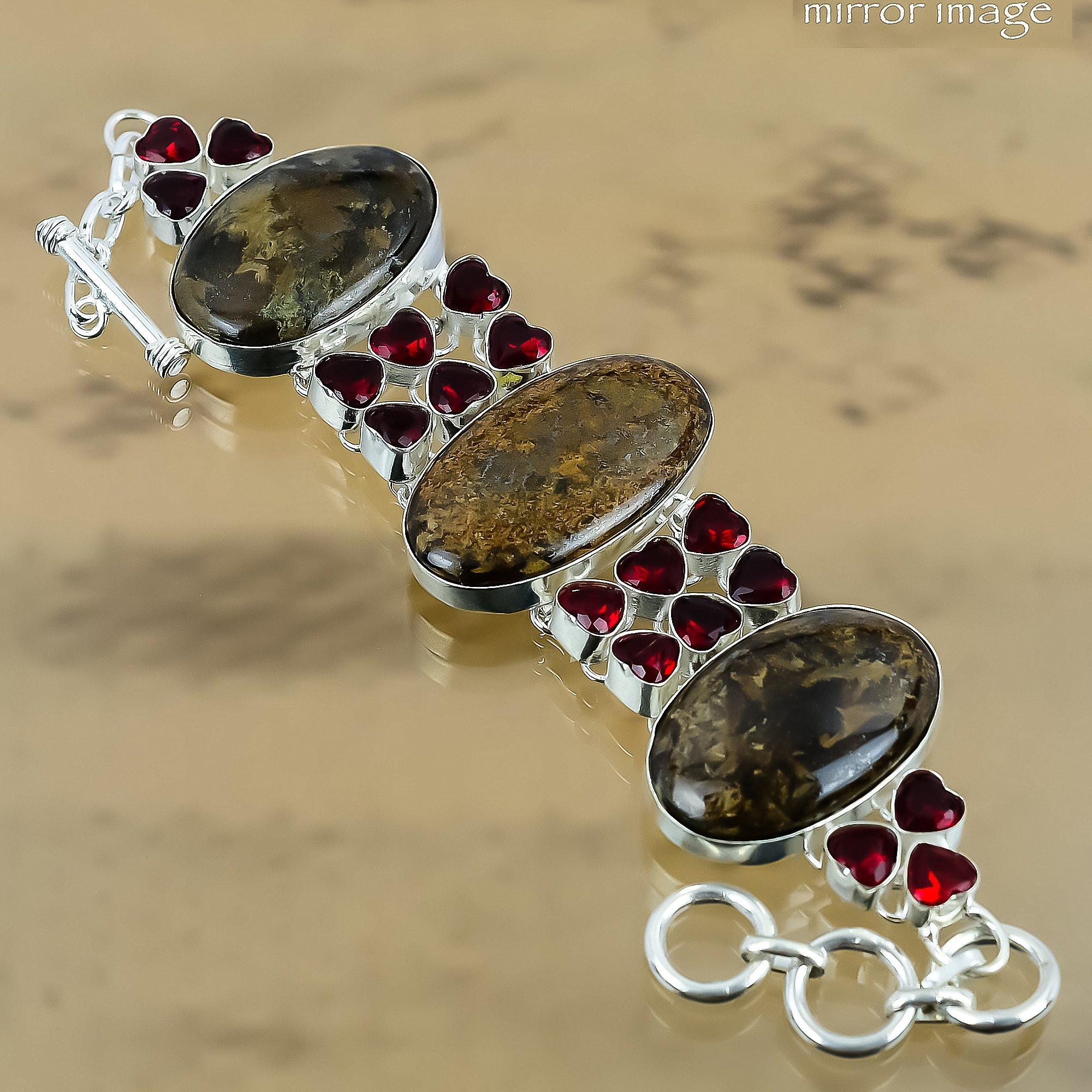 Anniversary Gift For Her Natural Bronzite Chain Adjustable Bracelet 925 Silver