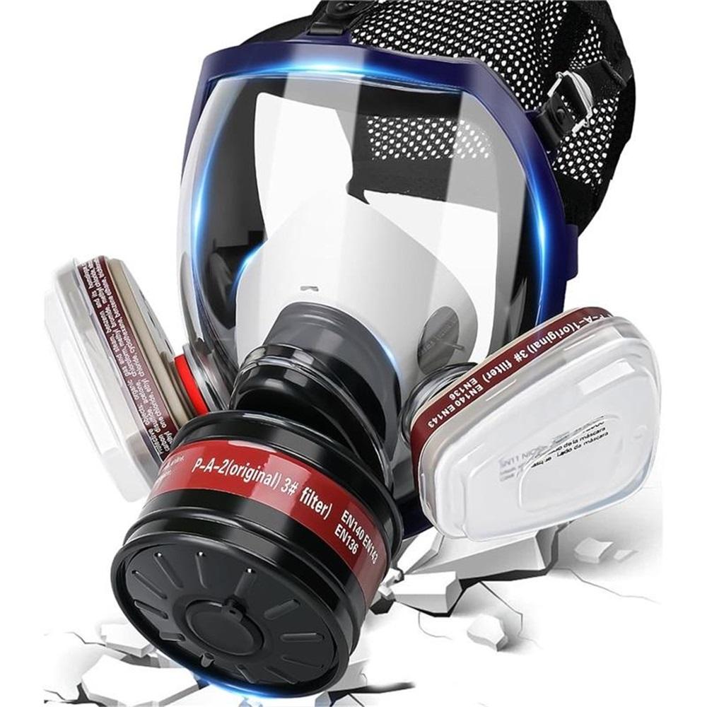 Full Face Gas Mask With 40mm Activated Carbon Filter – Nuclear & Chemical Protection Respirator With 6001 Filter, Anti-Fog Lens