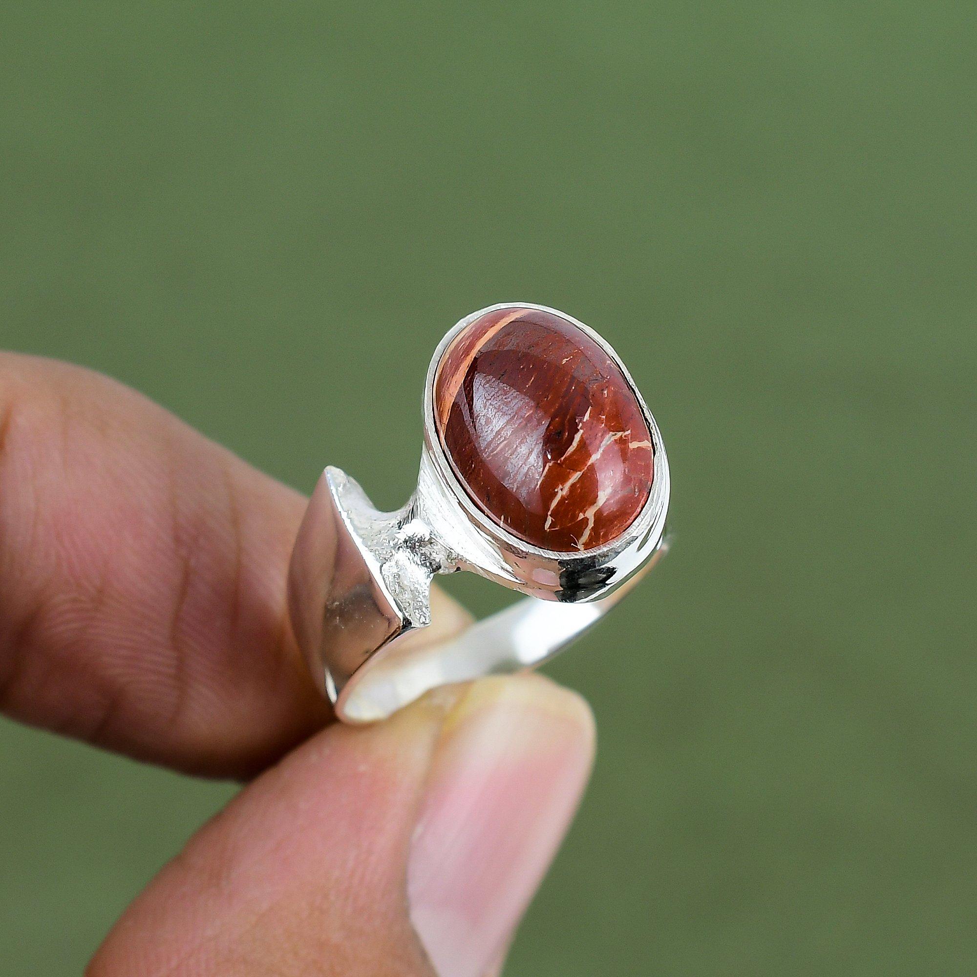 Roter Schlangenhaut-Jaspis Ring 925 Sterling Silber Ring Wunderbarer Schmuck Edelsteinring Handgefertigter Silberschmuck Für Geschenke Erhältlich in Ringgröße