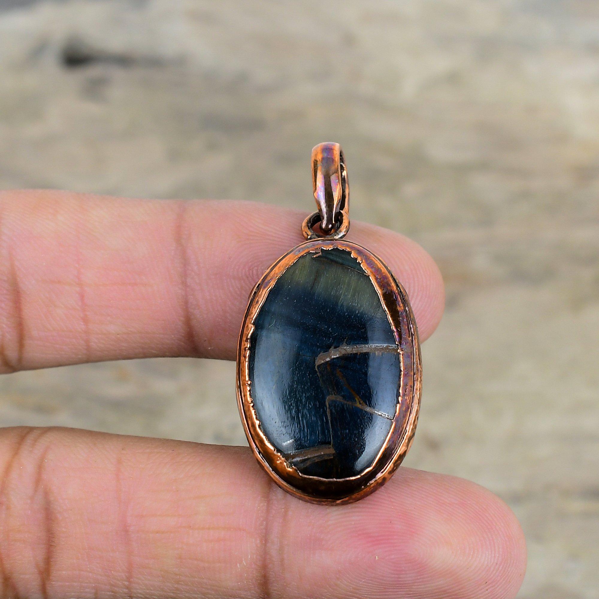 Pietersite Pendant Electroformed Copper Gemstone Pendant Pietersite Electroformed Jewelry Handmade Boho Pendant Copper Jewelry Gifts For Her