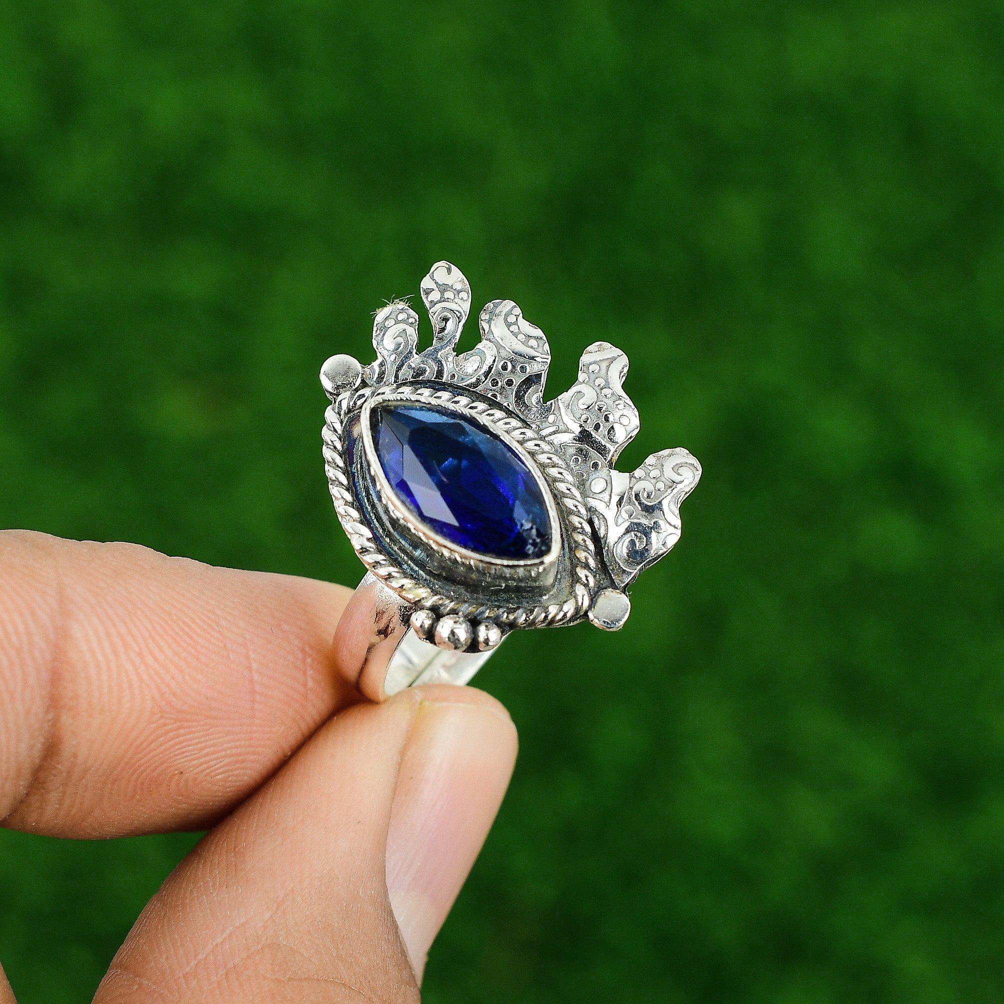 Natural Tanzanite Quartz Multi Stone Adjustable Ring 925 Silver For Women