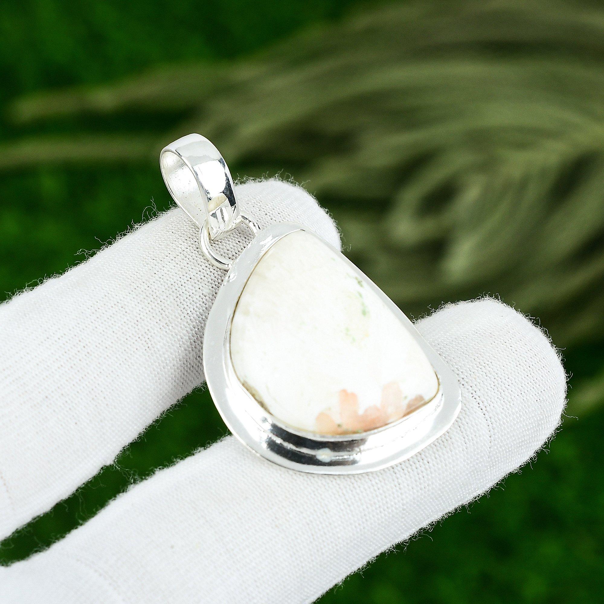 Natürlicher Skolezit Edelstein Indischer Schmuck 925 Sterling Silber Anhänger Für Mädchen