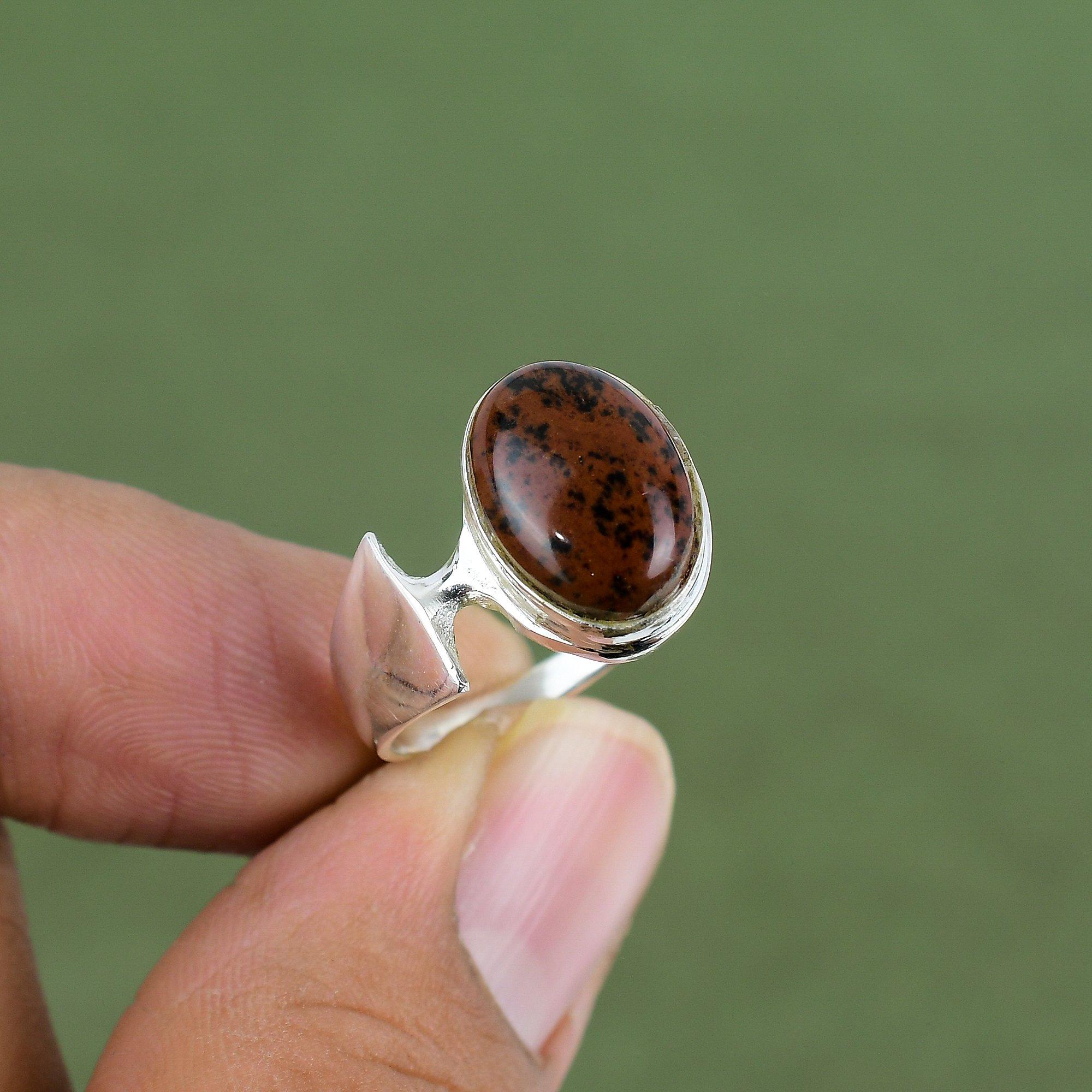 Mahogany Obsidian Ring 925 Sterling Silver Ring Latest Design Jewelry Dainty Gemstone Ring Handmade Jewelry For Gifts Available In Ring Size