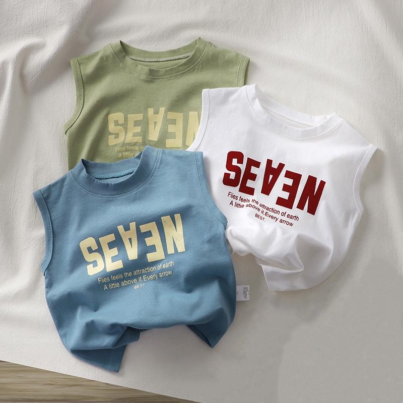 Children's Summer Cotton Tops Vest Boys Girls Sleeveless T-Shirt Middle And Large Children's T-Shirt Tops