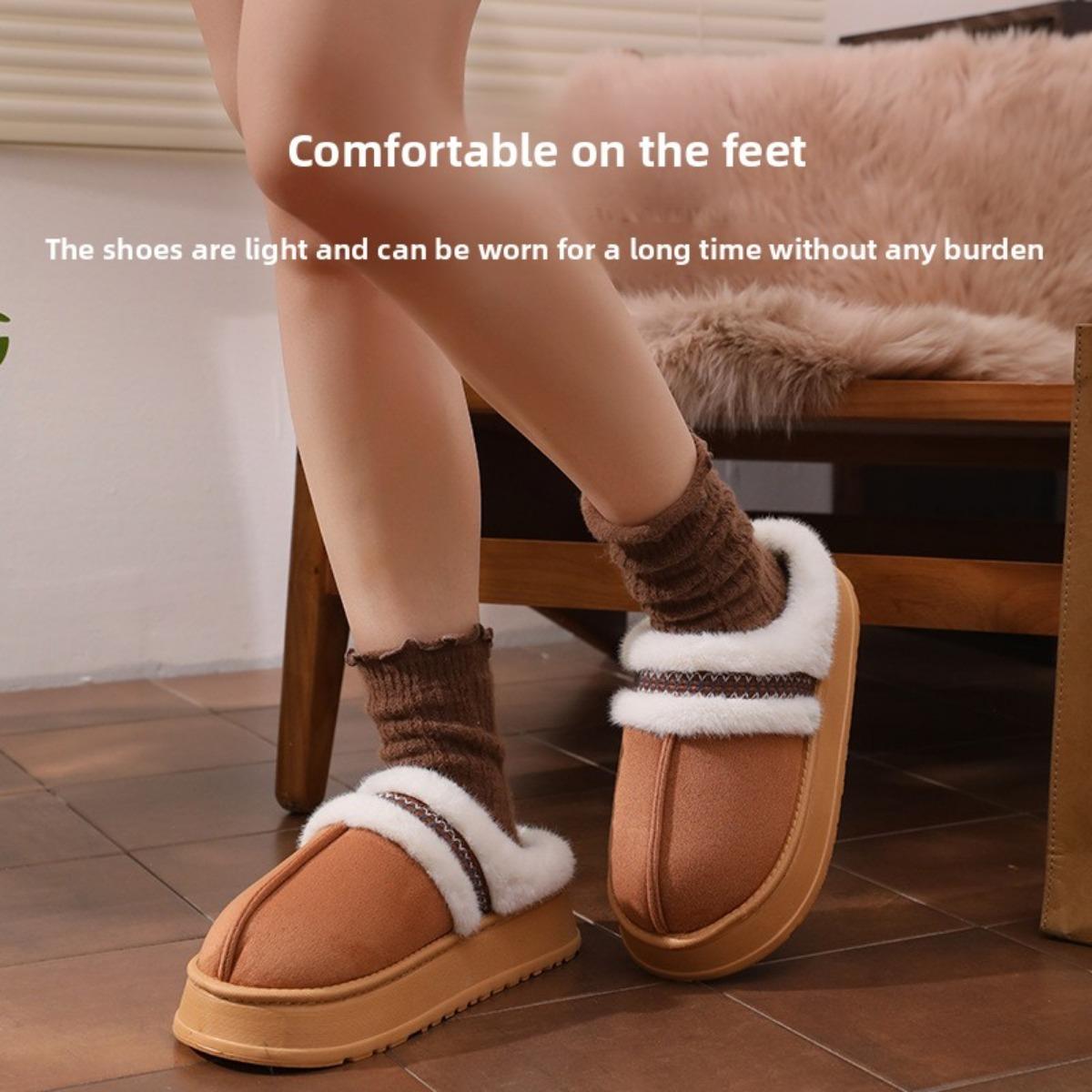 Cotton Slippers Women's Winter New Fashionable and Comfortable Thick Sole, Casual Home Plush Slippers