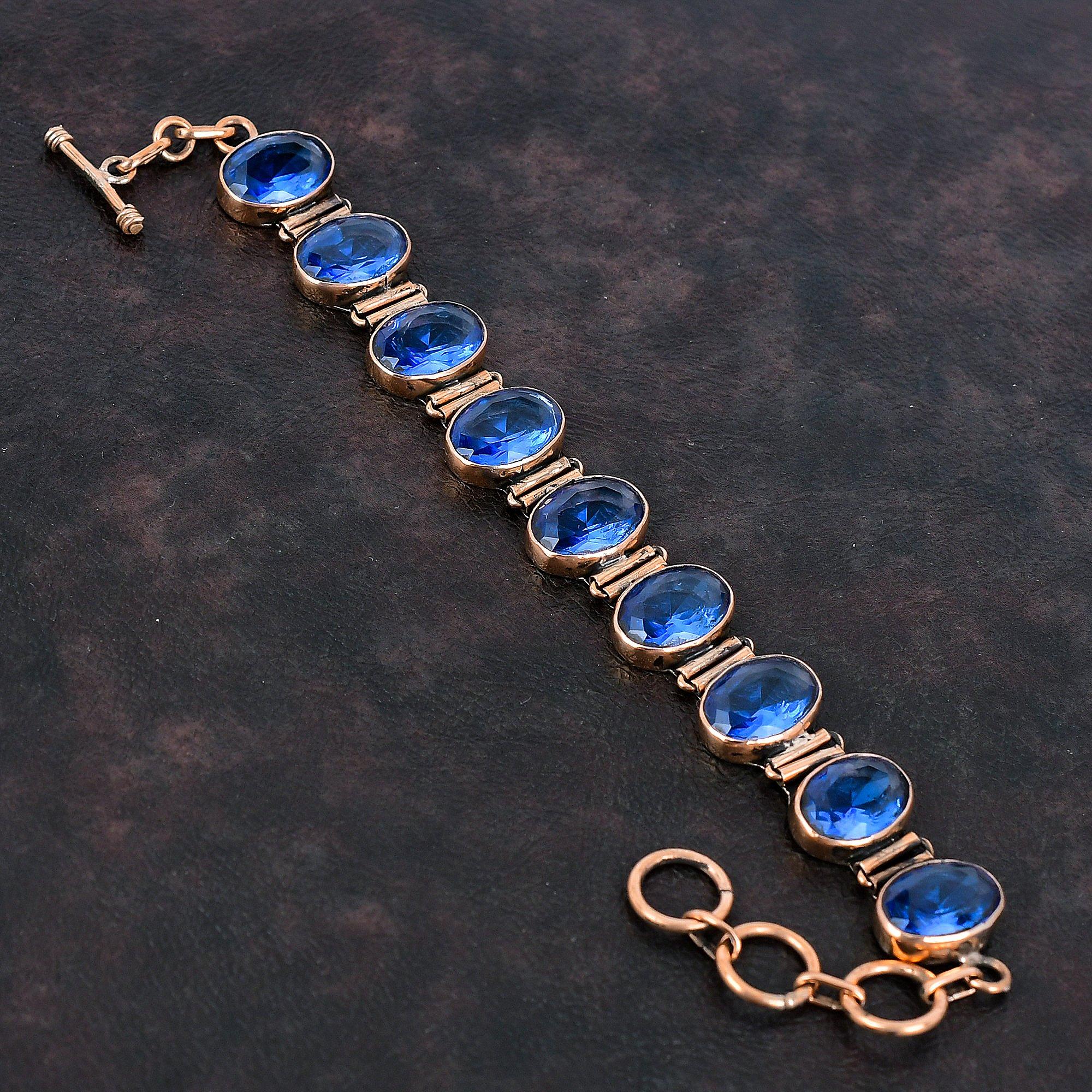 Facettiertes Tansanit Quarz Armband Kupferarmband Verstellbares Kettenarmband Kupferschmuck Handgefertigtes Armband Edelsteinschmuck Geschenke für Ihn