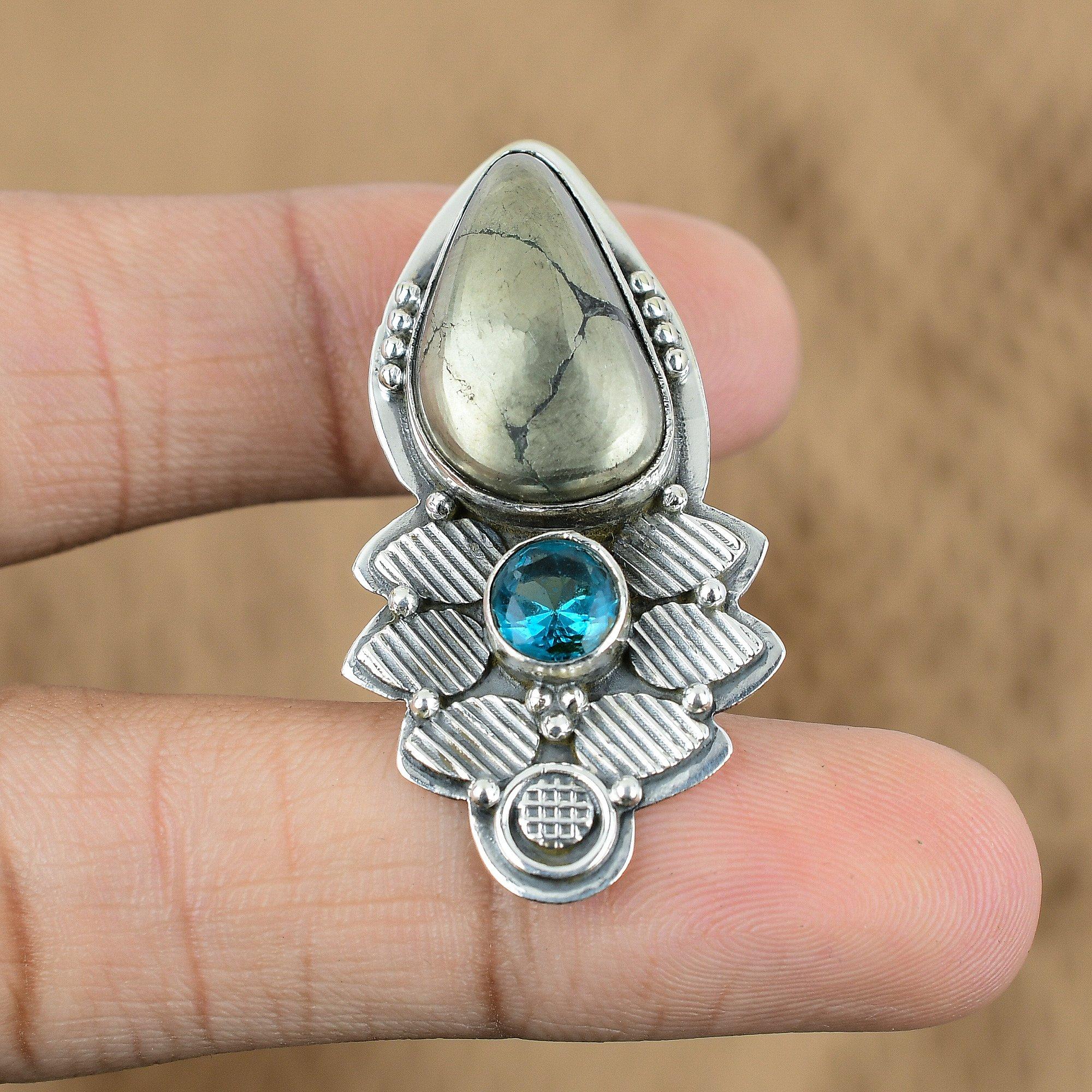 Anniversary Gift For Her Natural Pyrite Gemstone Pendant 925 Sterling Silver