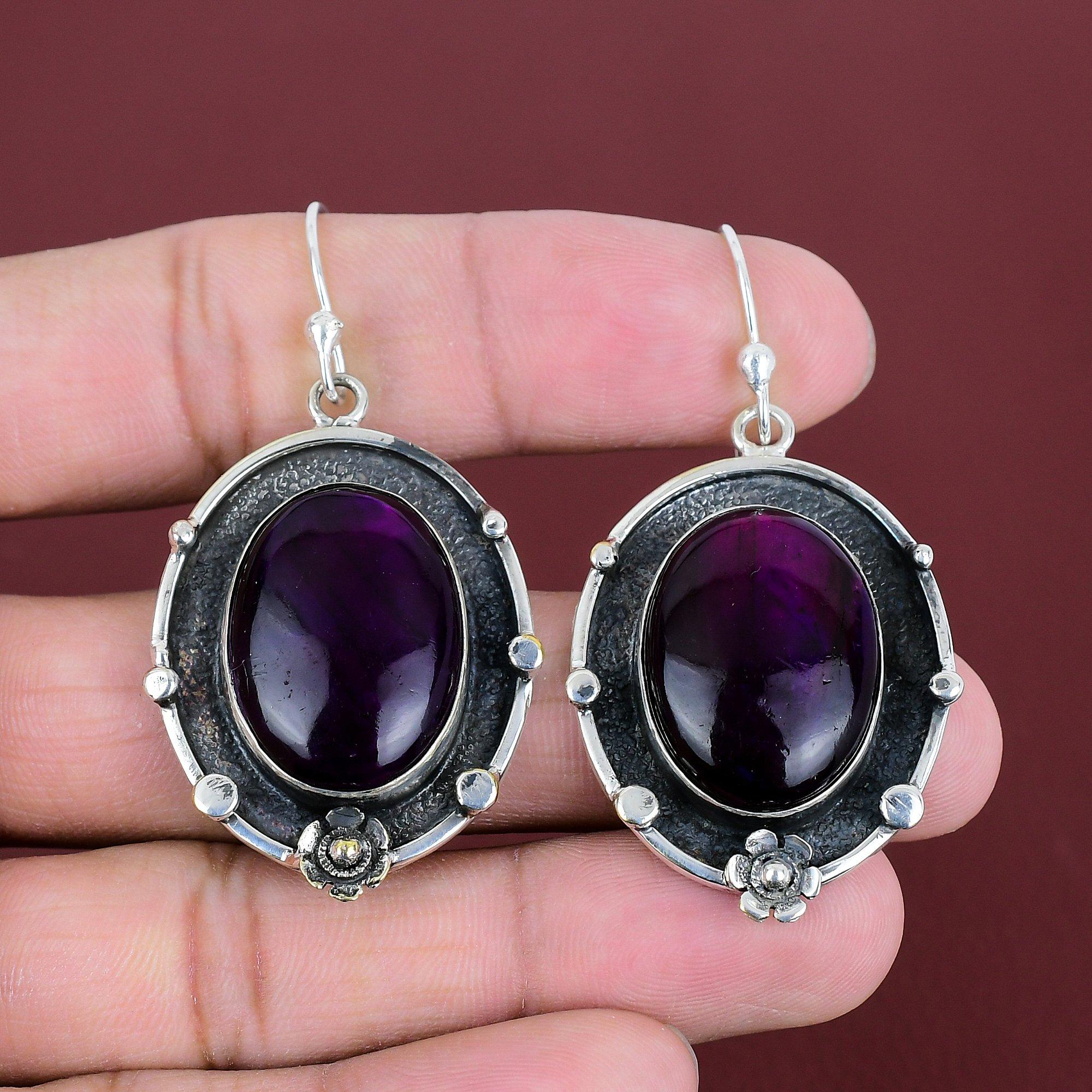 Purple Fire Labradorite Earring Gemstone Earrings 925 Sterling Silver Earrings Handmade Jewelry Unique Earring Gift For Her Oxidized Jewelry