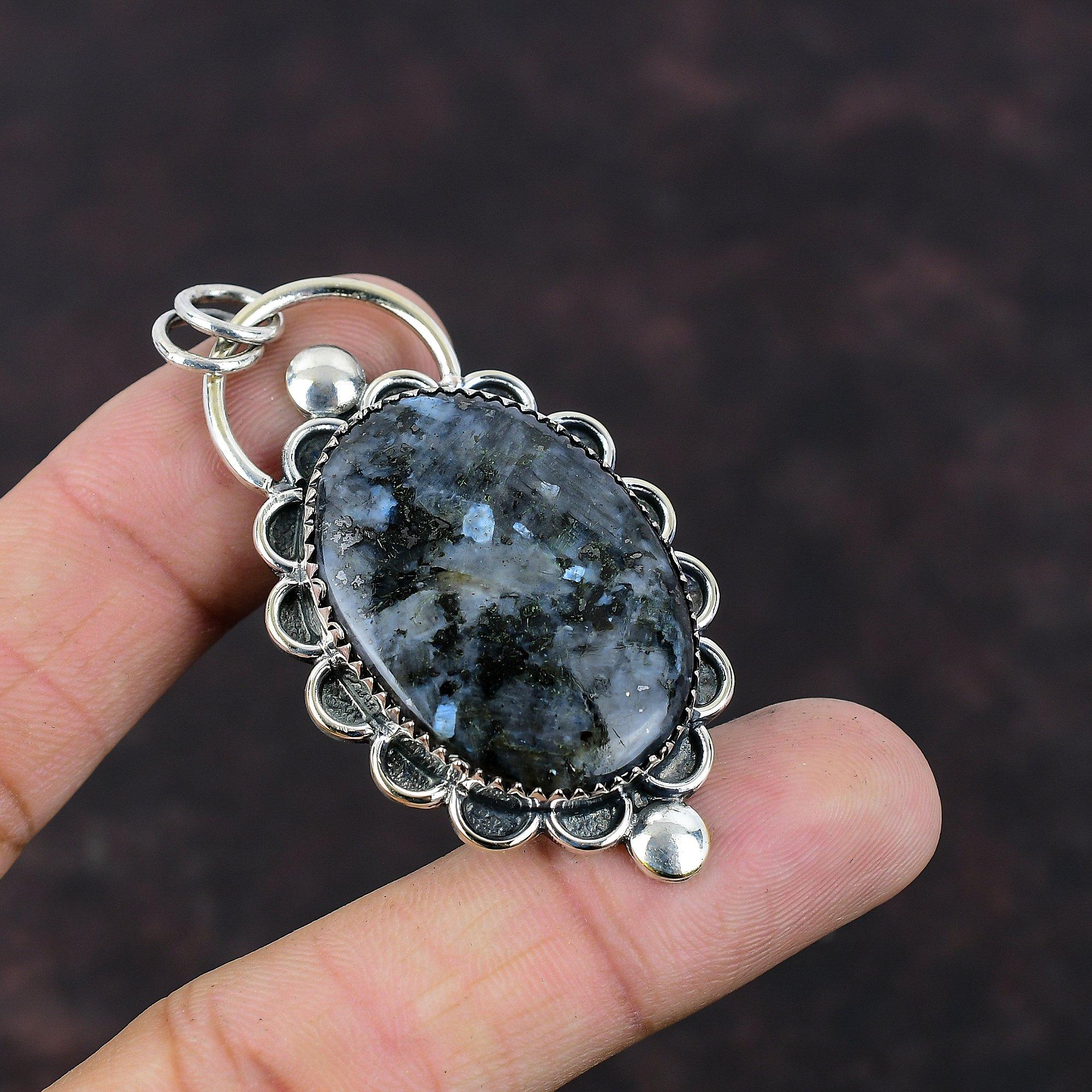 Pandantiv Larvikite Pandantiv din argint 925 Pandantiv cu piatră prețioasă reală Pandantiv lucrat manual Larvikite Bijuterii Pandantiv pentru femei Cadou pentru mama Bijuterii decente