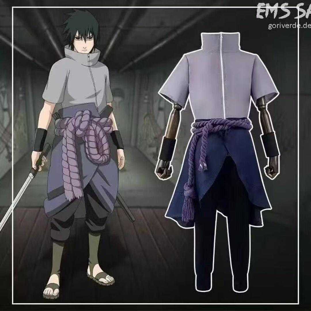 Anime Uchiha Sasuke Cosplay Kostým top kalhoty pásek Cos Konvent dárek pro dospělé Unisex verze