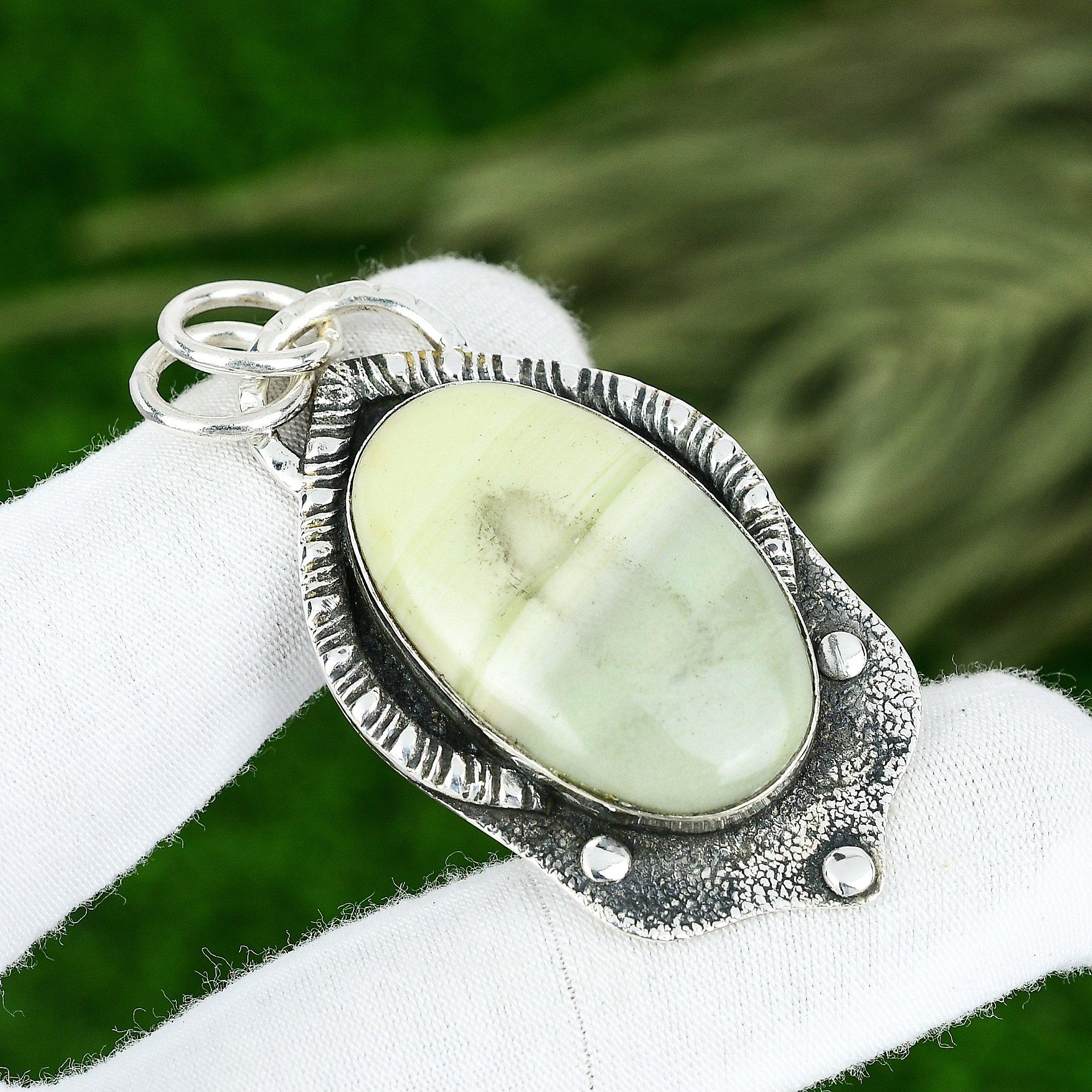 Memorial Day Deal 925 Silver Oval Natural Imperial Jasper Bezel Mother Pendant