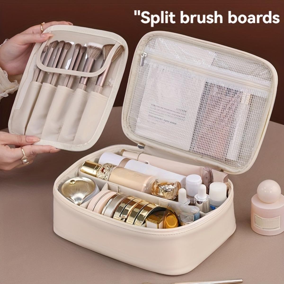Multi Layer Large Capacity Detachable Makeup Bag, Synthetic Leather Travel Cosmetics Storage Box, Versatile Portable Beauty Essentials Storage Bag,