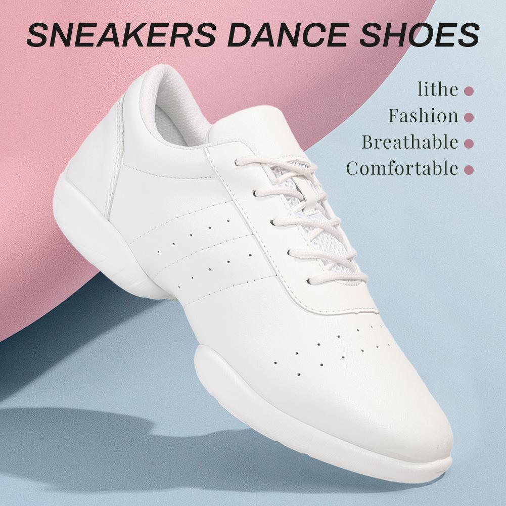 White Athletic Aerobics Competitive Cheerleading Training Sport Shoes for Women and Men