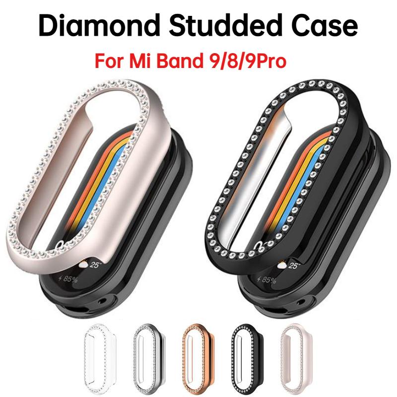 Diamond Protective Case For Xiaomi Mi Band 9/8 Cover Protector PC Shell for MiBand 8/9 Pro Case Shell Fashionable Accessories