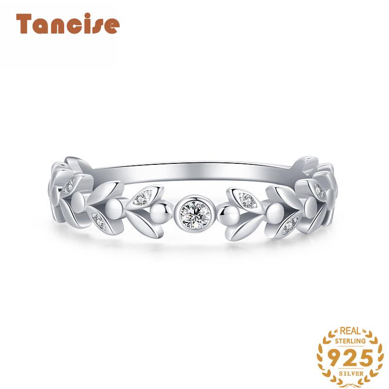 Tancise Classic 925 Sterling Silver Zircon Ring Ladies Jewelry Promesse de mariage Cadeau de fête