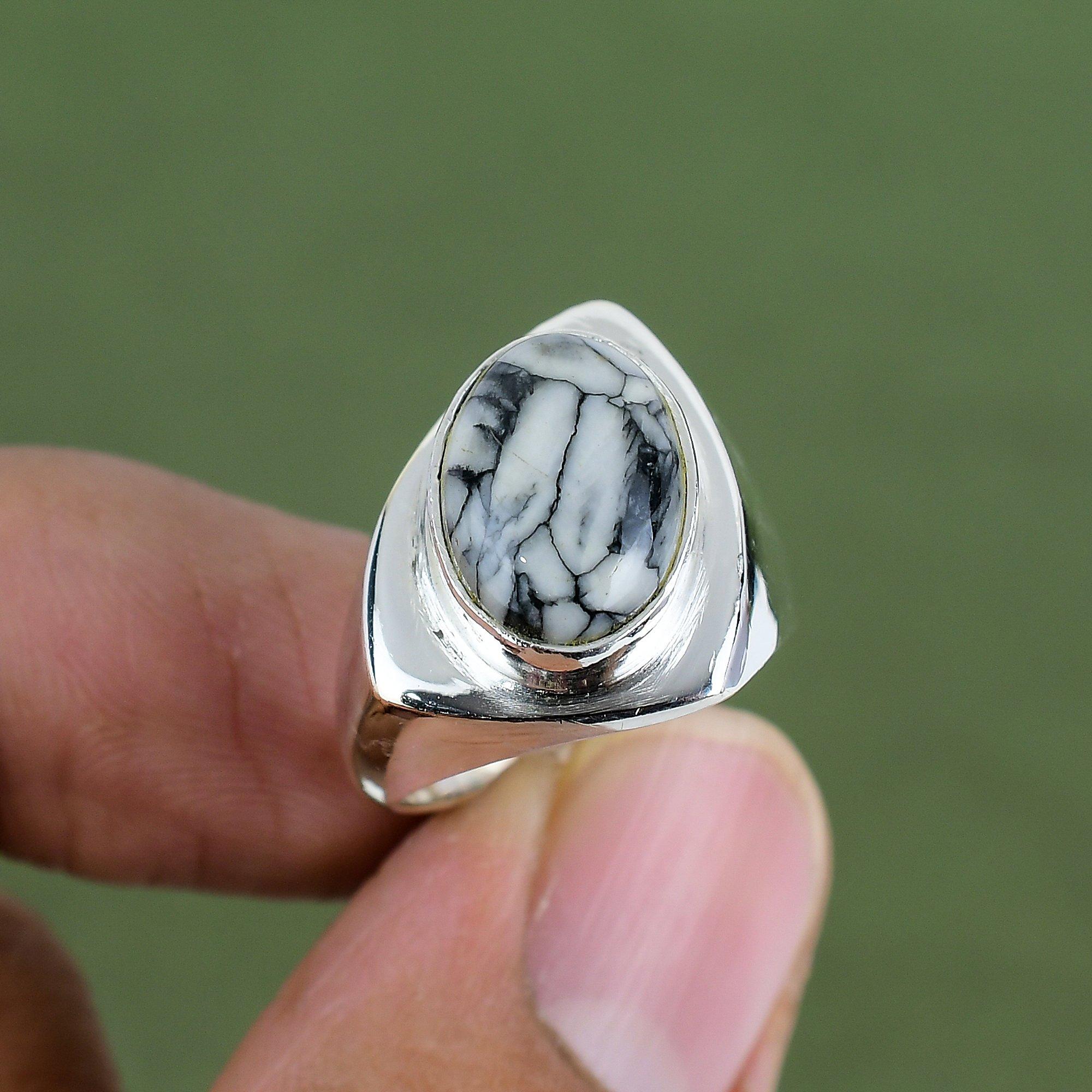 Pinolith-Jaspis-Ring 925er Sterlingsilberring Stilvoller Edelsteinring Antiker Ring Handgefertigter Silberschmuck Geschenk für Ihn In Ringgröße erhältlich
