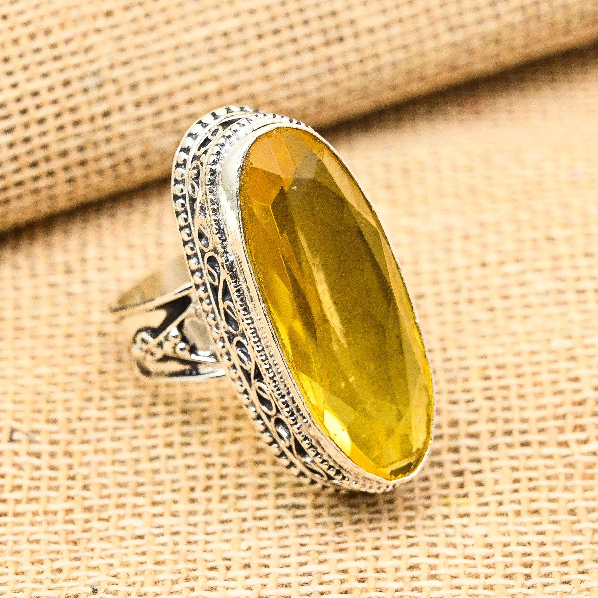 Citrine Gemstone Ručně vyráběné 925 Sterling Silver Vintage šperky pro dárkový prsten