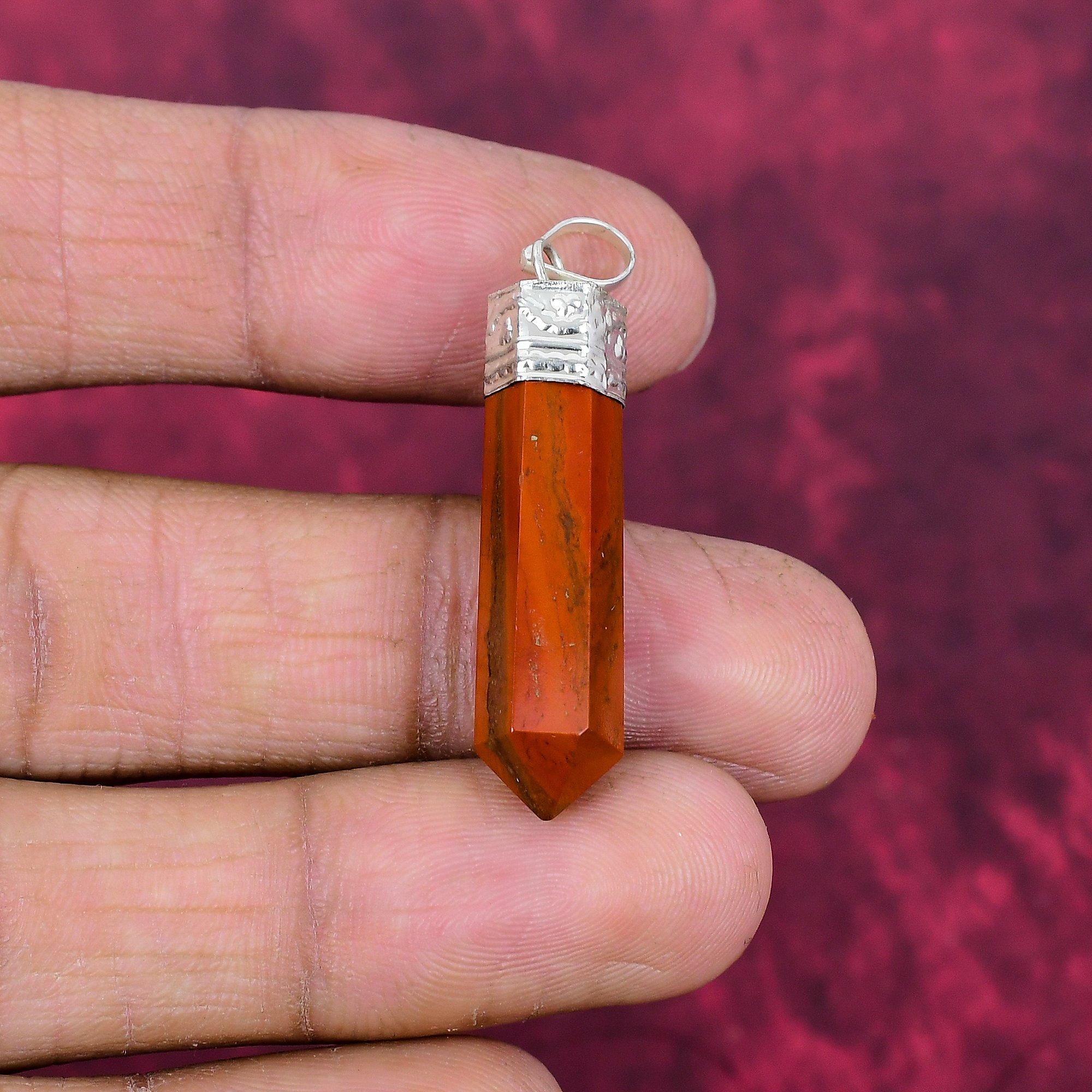Red Jasper Handmade Gemstone Pendant, 925 Solid Sterling Silver Antique Jewelry Pendant, For Engagement Gift