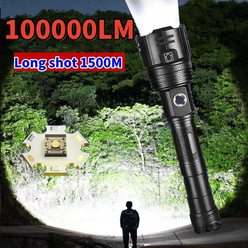Long Flashlight Detachable Handle Torch Super Bright Lantern Powerful 120W LED Lamp Long Range Flash Light Waterproof Torch Light