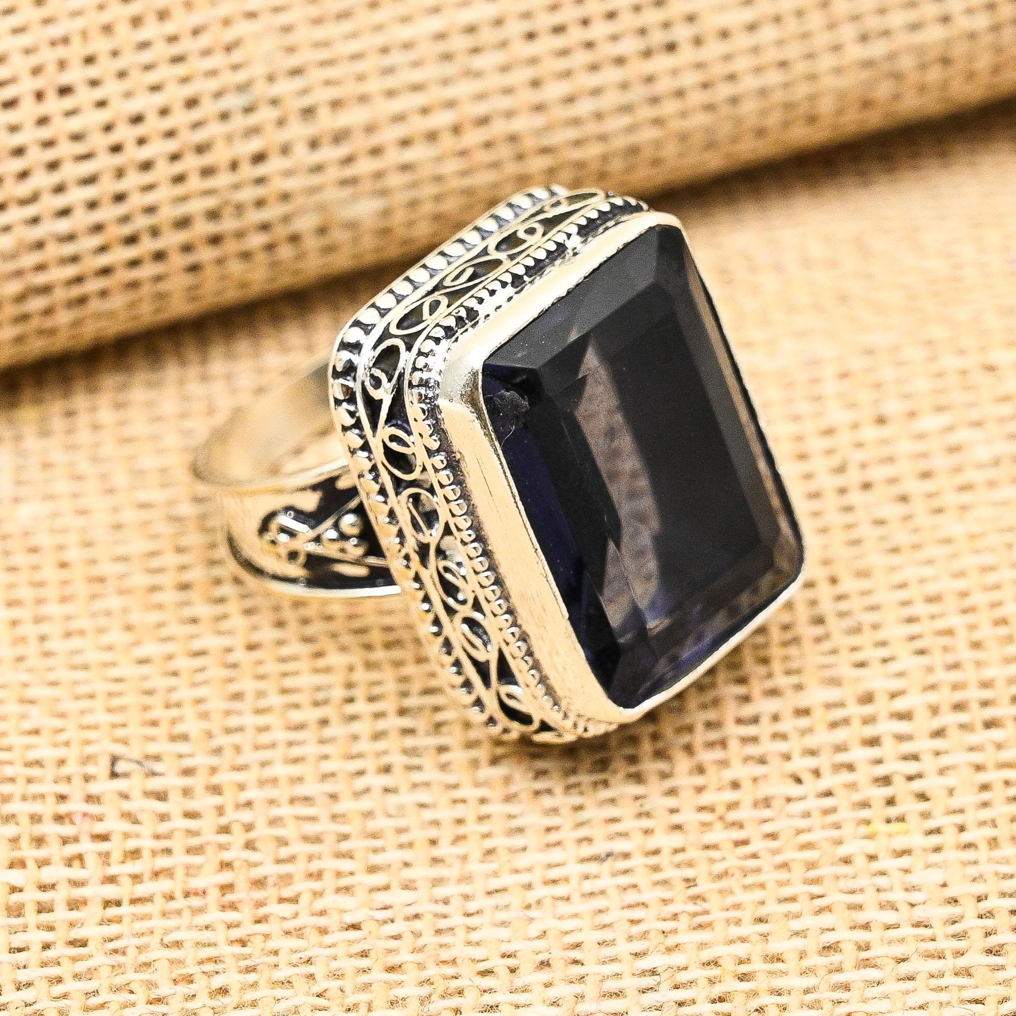 Iolith Edelstein Handgefertigt 925 Sterlingsilber Ring Schmuck Für Memorial Day