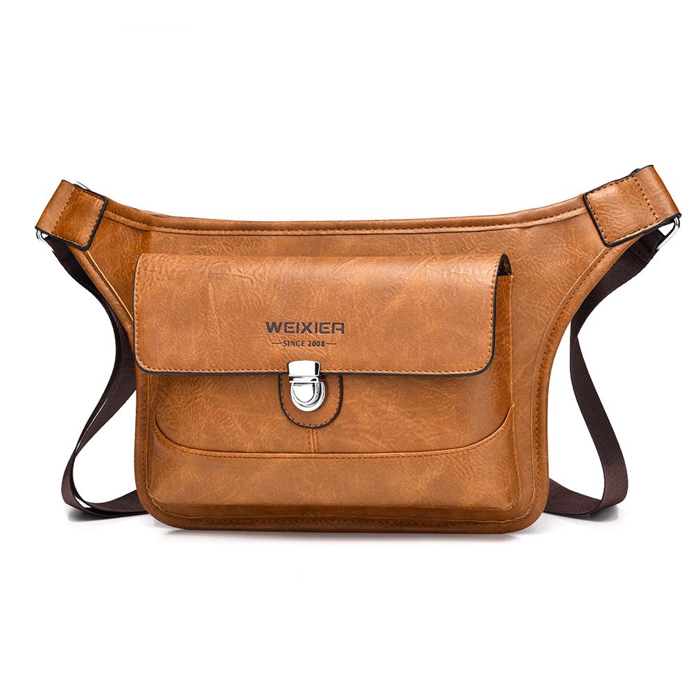 WEIXIER Men's Leather Sling Bag Crossbody Shoulder Bag Waterproof Messenger Waist Chest Bag Briefcase Travel Bag