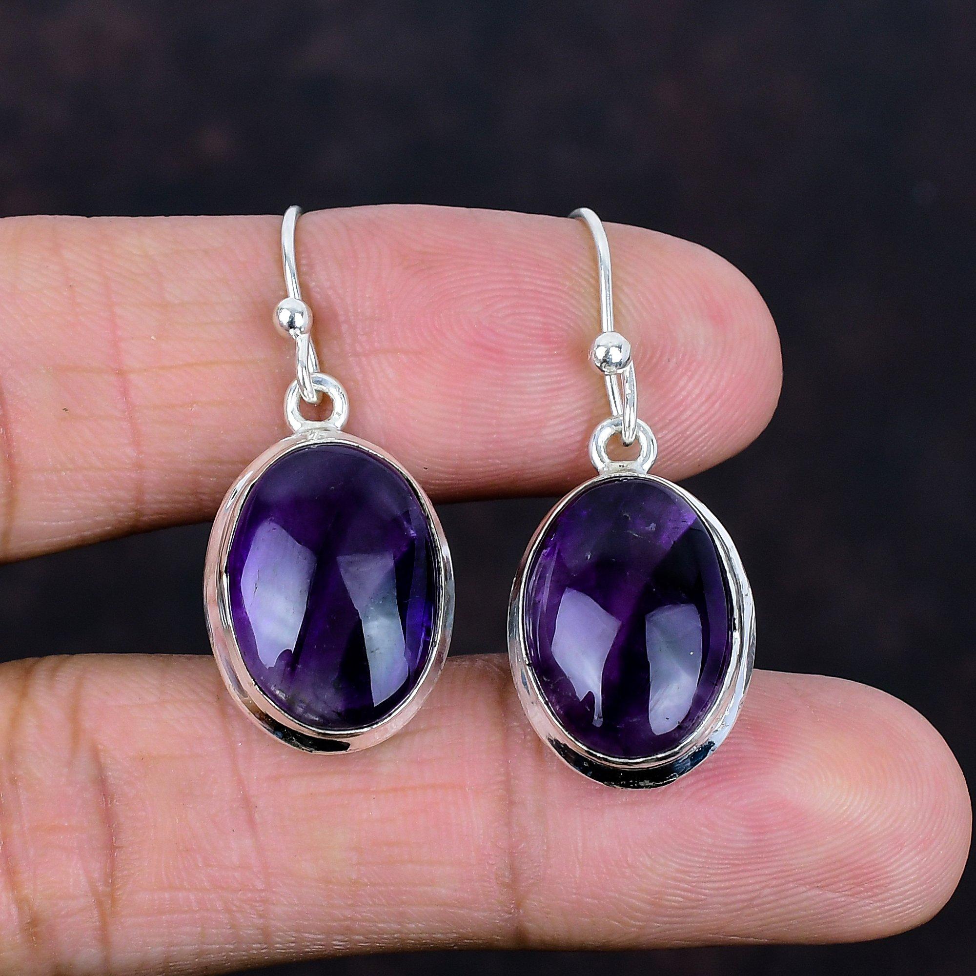 Star amethyst earrings 925 sterling silver earring dangle earrings genuine gemstone jewelry anniversary gifts handmade earring boho jewelry